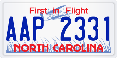 NC license plate AAP2331