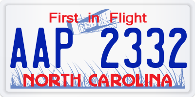 NC license plate AAP2332