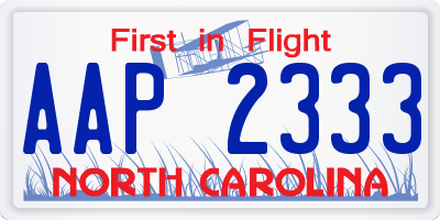 NC license plate AAP2333