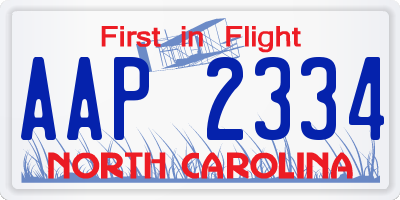 NC license plate AAP2334