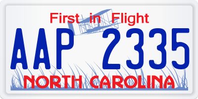 NC license plate AAP2335