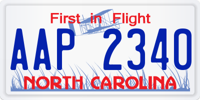 NC license plate AAP2340