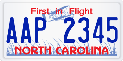 NC license plate AAP2345