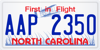 NC license plate AAP2350