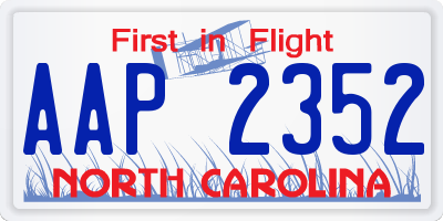 NC license plate AAP2352