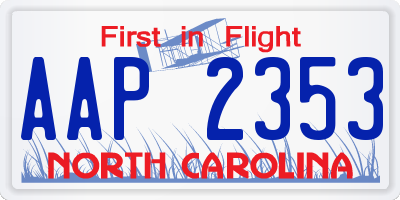 NC license plate AAP2353