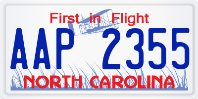 NC license plate AAP2355