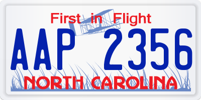 NC license plate AAP2356