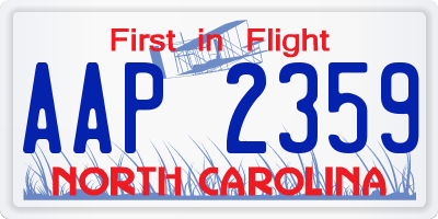 NC license plate AAP2359