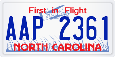 NC license plate AAP2361