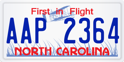 NC license plate AAP2364