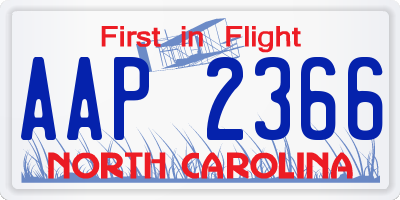 NC license plate AAP2366