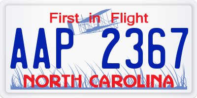 NC license plate AAP2367