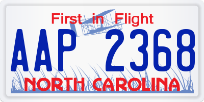 NC license plate AAP2368