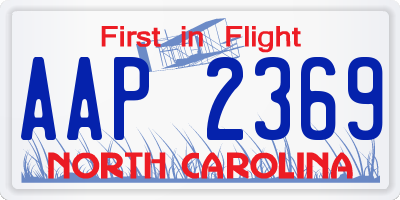 NC license plate AAP2369