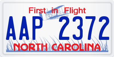 NC license plate AAP2372