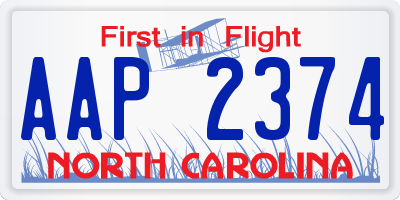 NC license plate AAP2374