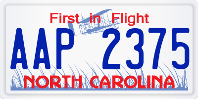 NC license plate AAP2375