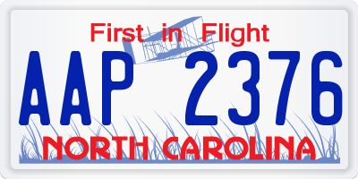 NC license plate AAP2376