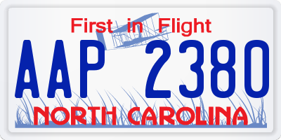 NC license plate AAP2380