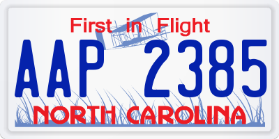 NC license plate AAP2385