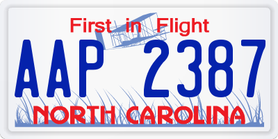 NC license plate AAP2387