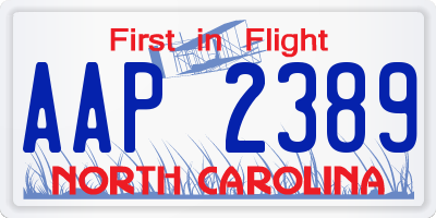 NC license plate AAP2389