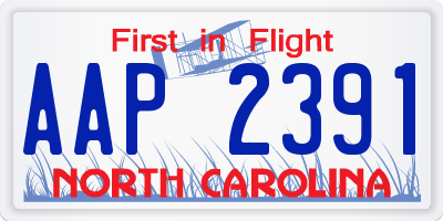 NC license plate AAP2391