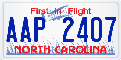 NC license plate AAP2407