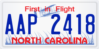 NC license plate AAP2418