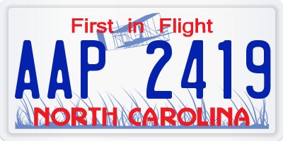 NC license plate AAP2419