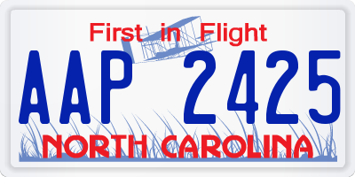 NC license plate AAP2425