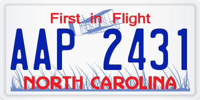 NC license plate AAP2431