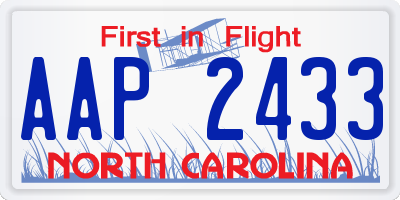 NC license plate AAP2433