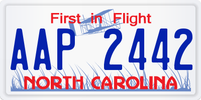 NC license plate AAP2442