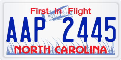 NC license plate AAP2445