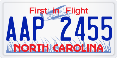 NC license plate AAP2455