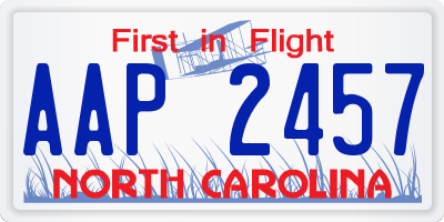 NC license plate AAP2457