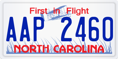 NC license plate AAP2460