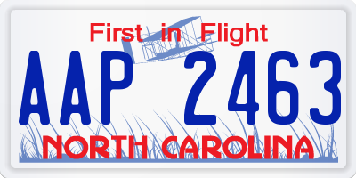 NC license plate AAP2463