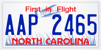 NC license plate AAP2465