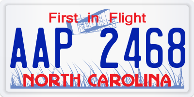 NC license plate AAP2468