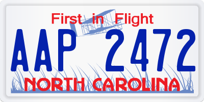 NC license plate AAP2472