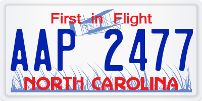 NC license plate AAP2477