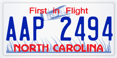 NC license plate AAP2494