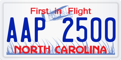 NC license plate AAP2500