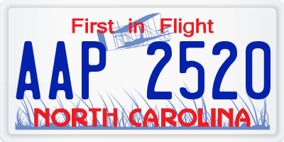 NC license plate AAP2520