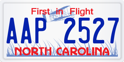 NC license plate AAP2527