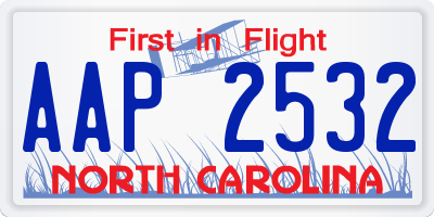 NC license plate AAP2532
