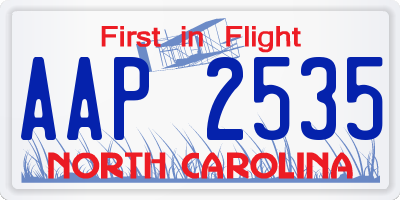 NC license plate AAP2535